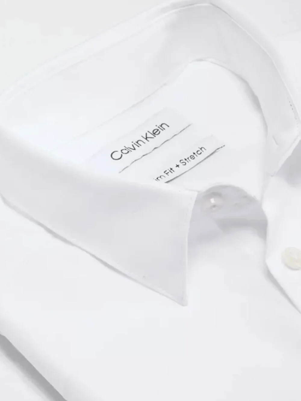 Calvin Klein Big Boys Slim Fit Solid Stretch Poplin Dress Shirt White 18 NWT